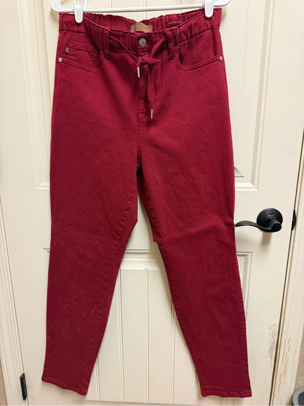 Judy Blue High-Rise Drawstring Jeans - Deep Red
